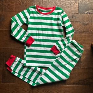 ELOWEL Kids Christmas Pajamas Striped Green/White with Red Size 6 Years Cotton